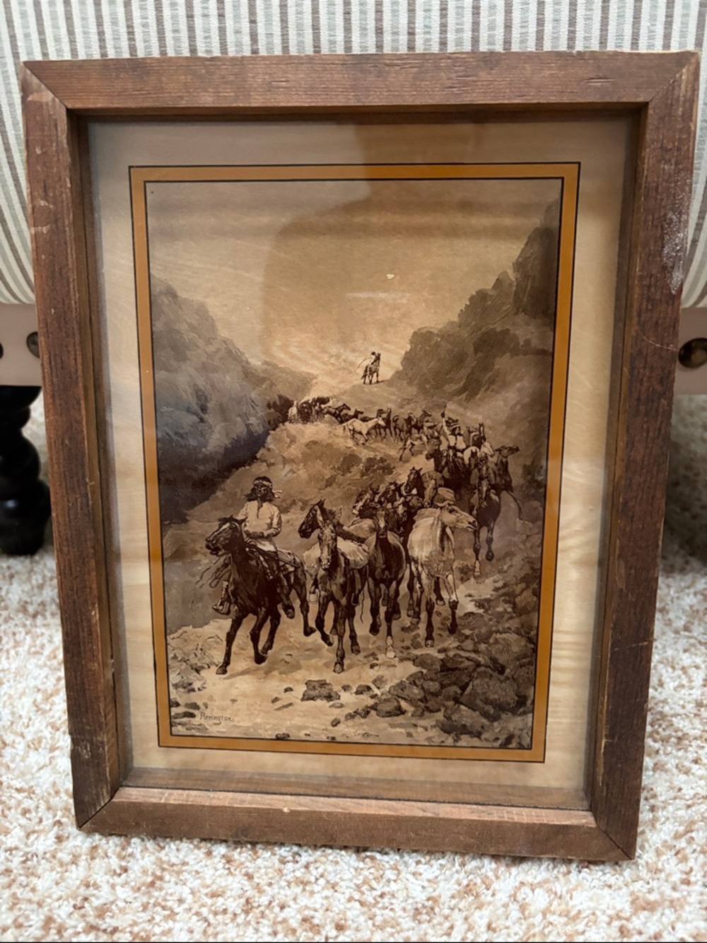 Fredric Remington reverse glass painting  from 1970s